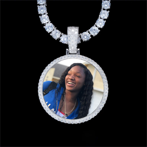 925S & VVS Moissanite 3D Circle Custom Picture Pendant