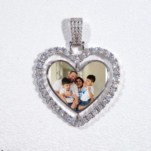 3D Spinning 2-Faced Heart Custom Picture Pendant