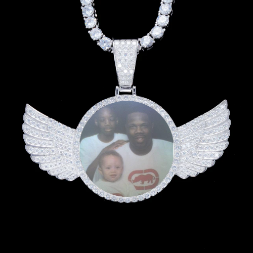 925S & VVS Moissanite 3D Wing Custom Picture Pendant