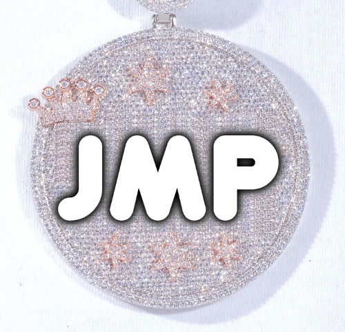 CUSTOM LETTER NECKLACE 3D BIG CROWN DISC