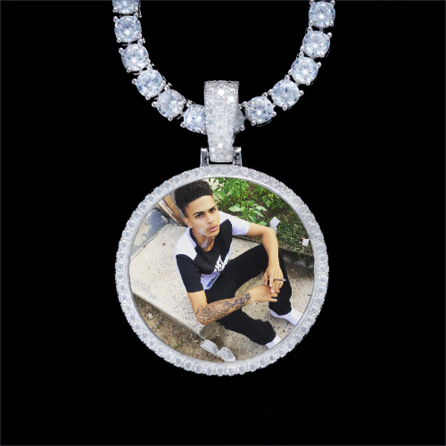925S & VVS Moissanite 3D Circle Custom Picture Pendant