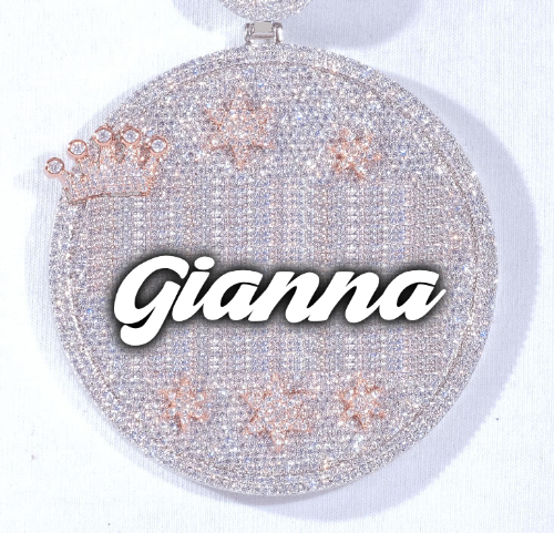 CUSTOM LETTER NECKLACE 3D BIG CROWN DISC