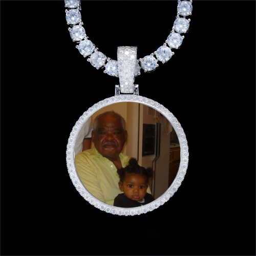 925S & VVS Moissanite 3D Circle Custom Picture Pendant
