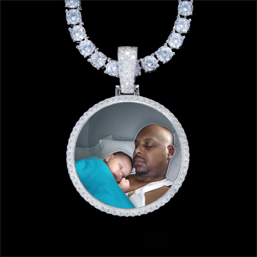 925S & VVS Moissanite 3D Circle Custom Picture Pendant