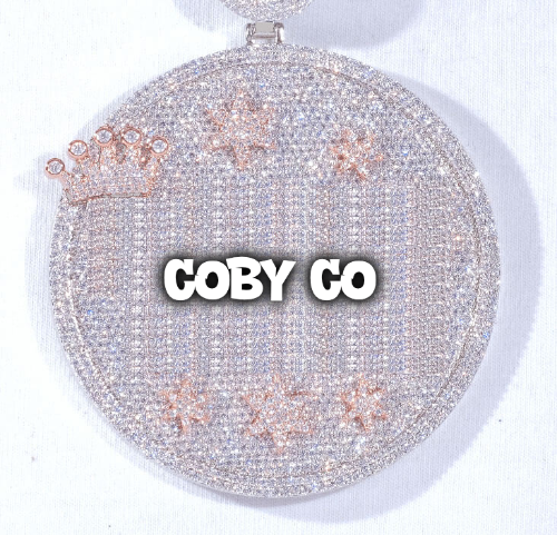 CUSTOM LETTER NECKLACE 3D BIG CROWN DISC