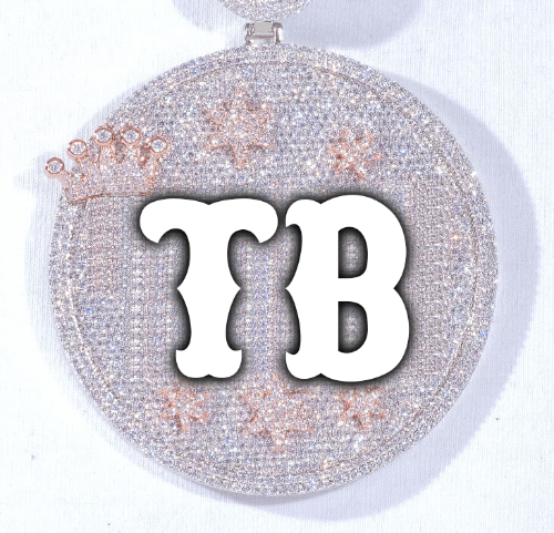 CUSTOM LETTER NECKLACE 3D BIG CROWN DISC