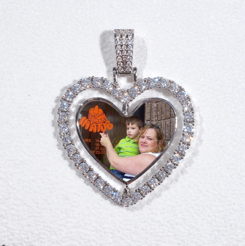 3D Spinning 2-Faced Heart Custom Picture Pendant