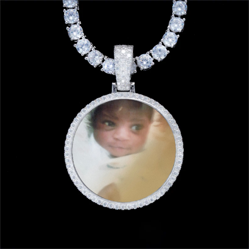 925S & VVS Moissanite 3D Circle Custom Picture Pendant
