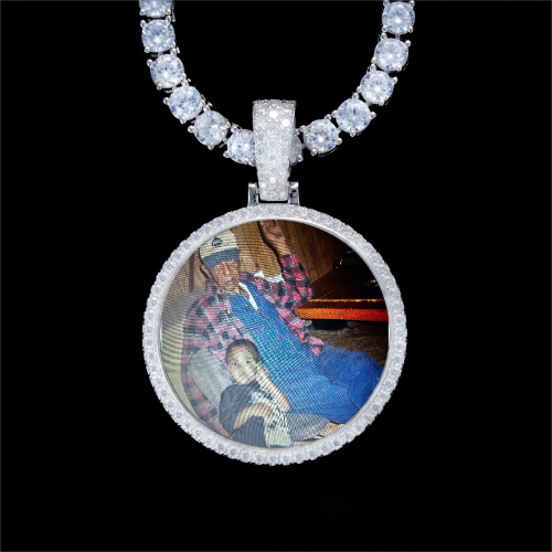 925S & VVS Moissanite 3D Circle Custom Picture Pendant