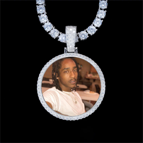 925S & VVS Moissanite 3D Circle Custom Picture Pendant