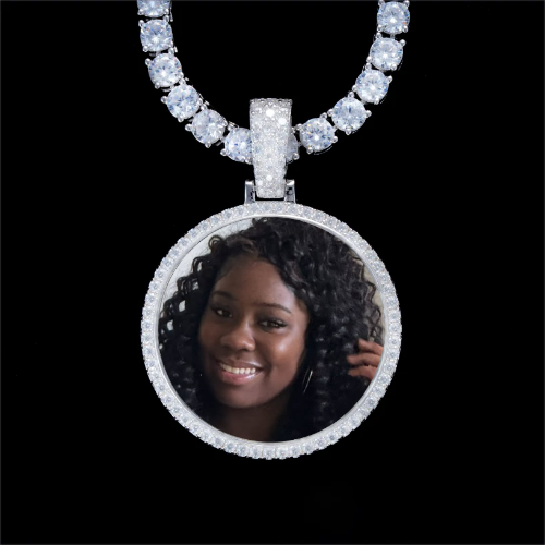 925S & VVS Moissanite 3D Circle Custom Picture Pendant