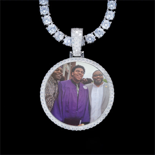 925S & VVS Moissanite 3D Circle Custom Picture Pendant