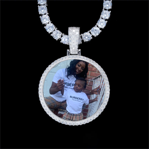 925S & VVS Moissanite 3D Circle Custom Picture Pendant