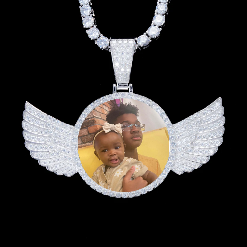925S & VVS Moissanite 3D Wing Custom Picture Pendant
