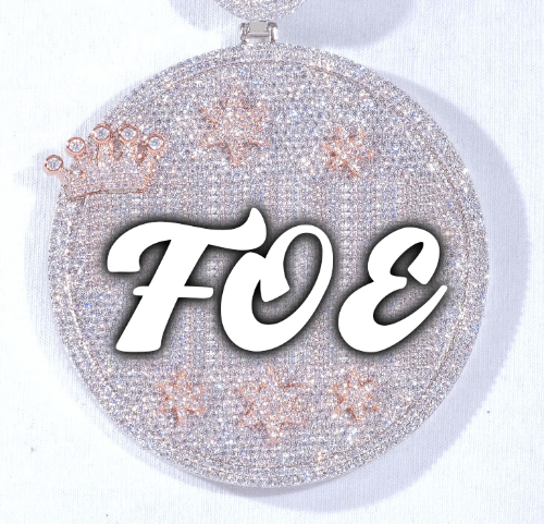 CUSTOM LETTER NECKLACE 3D BIG CROWN DISC
