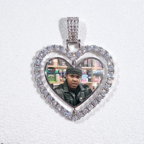 3D Spinning 2-Faced Heart Custom Picture Pendant