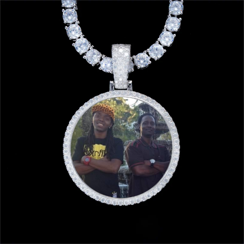 925S & VVS Moissanite 3D Circle Custom Picture Pendant