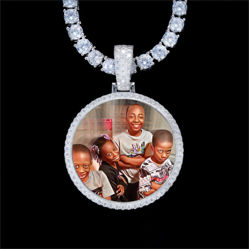 925S & VVS Moissanite 3D Circle Custom Picture Pendant