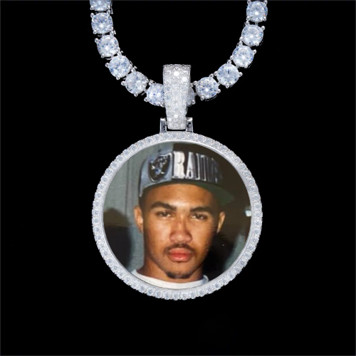 925S & VVS Moissanite 3D Circle Custom Picture Pendant