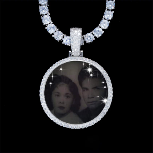 925S & VVS Moissanite 3D Circle Custom Picture Pendant
