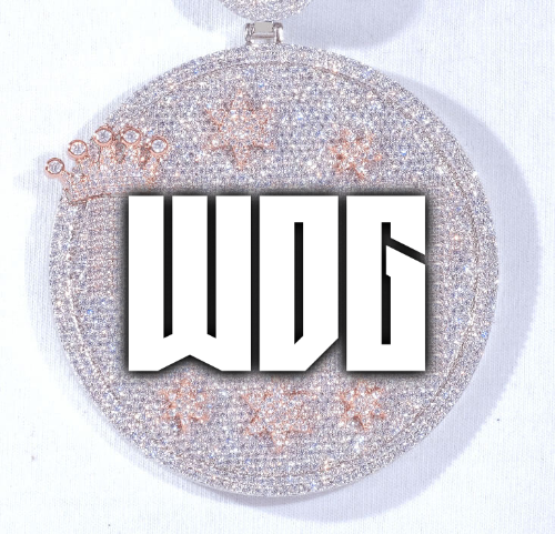 CUSTOM LETTER NECKLACE 3D BIG CROWN DISC