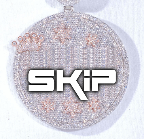 CUSTOM LETTER NECKLACE 3D BIG CROWN DISC