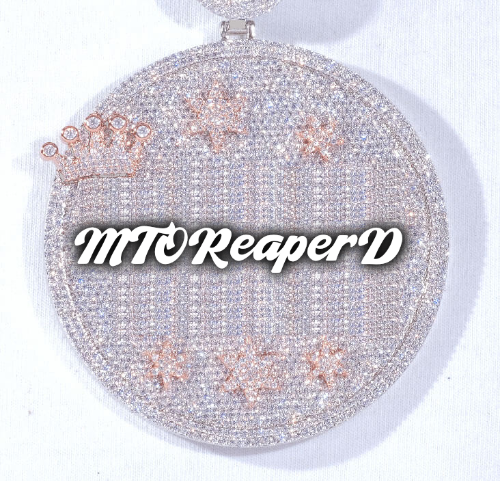CUSTOM LETTER NECKLACE 3D BIG CROWN DISC