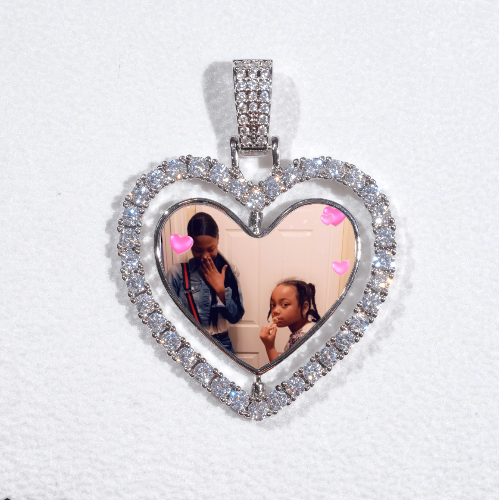 3D Spinning 2-Faced Heart Custom Picture Pendant