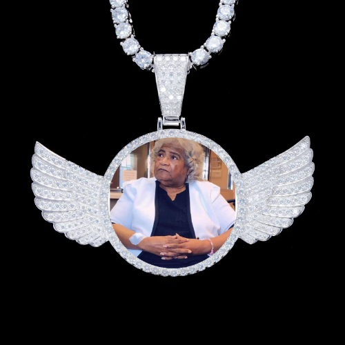 925S & VVS Moissanite 3D Wing Custom Picture Pendant