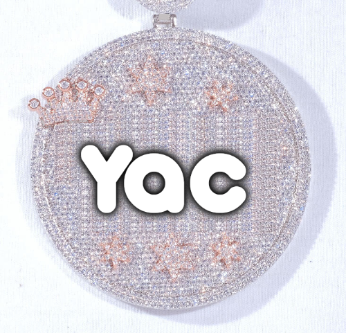 CUSTOM LETTER NECKLACE 3D BIG CROWN DISC