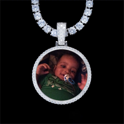 925S & VVS Moissanite 3D Circle Custom Picture Pendant