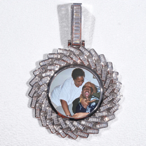 Large 3D Baguette Custom Picture Pendant