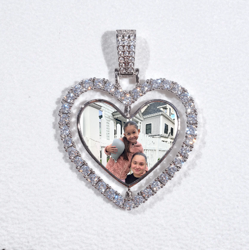 3D Spinning 2-Faced Heart Custom Picture Pendant