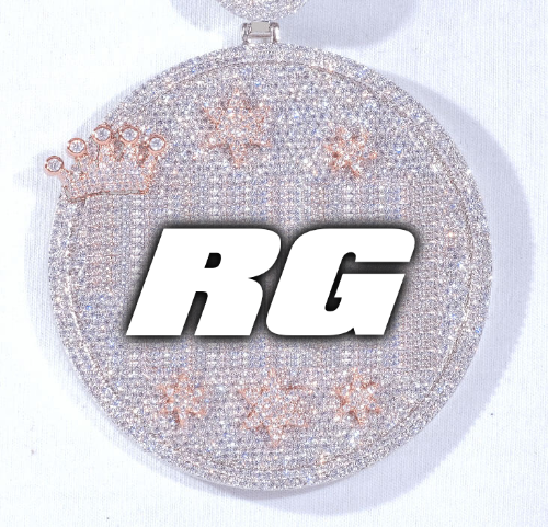CUSTOM LETTER NECKLACE 3D BIG CROWN DISC