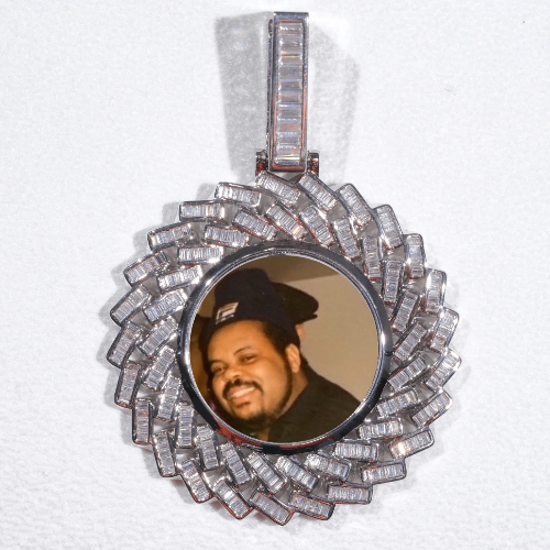Large 3D Baguette Custom Picture Pendant