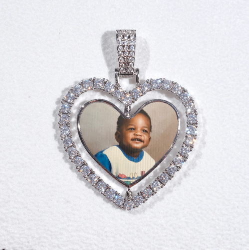 3D Spinning 2-Faced Heart Custom Picture Pendant