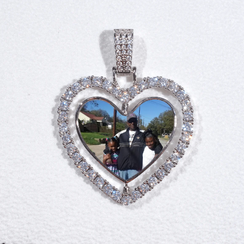 3D Spinning 2-Faced Heart Custom Picture Pendant