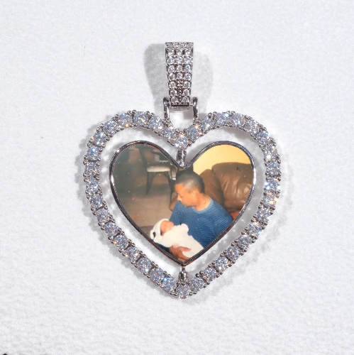 3D Spinning 2-Faced Heart Custom Picture Pendant