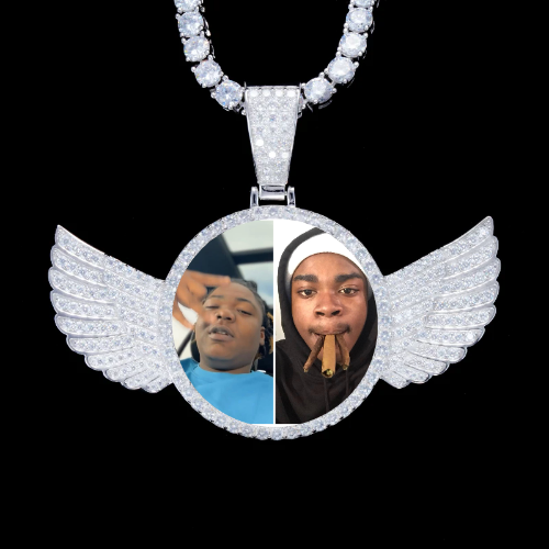 925S & VVS Moissanite 3D Wing Custom Picture Pendant