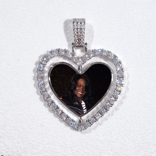 3D Spinning 2-Faced Heart Custom Picture Pendant