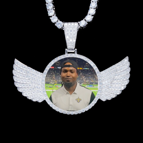 925S & VVS Moissanite 3D Wing Custom Picture Pendant