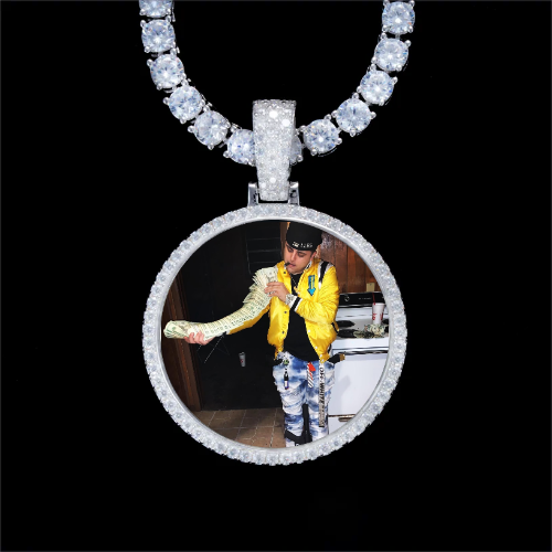 925S & VVS Moissanite 3D Circle Custom Picture Pendant