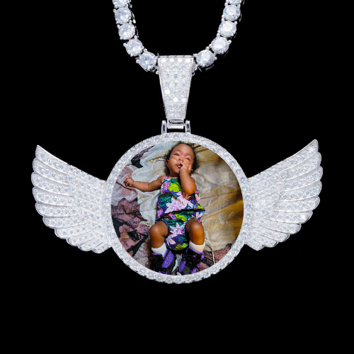 925S & VVS Moissanite 3D Wing Custom Picture Pendant