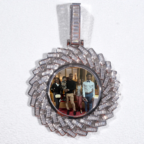 Large 3D Baguette Custom Picture Pendant