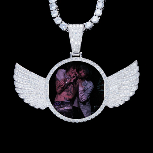 925S & VVS Moissanite 3D Wing Custom Picture Pendant