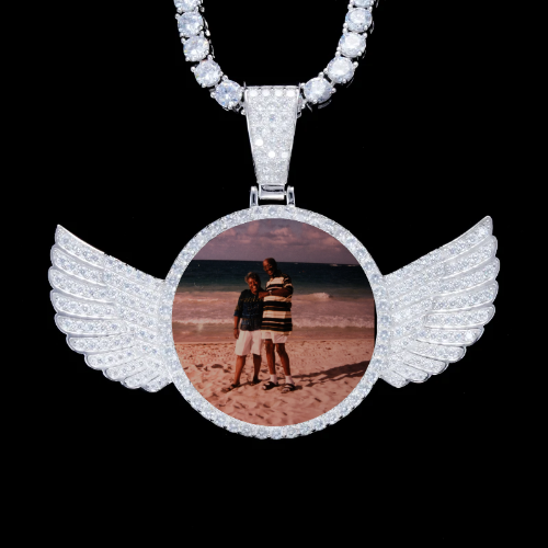 925S & VVS Moissanite 3D Wing Custom Picture Pendant