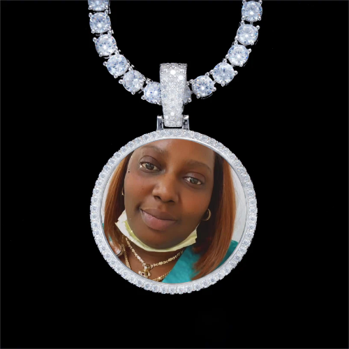 925S & VVS Moissanite 3D Circle Custom Picture Pendant