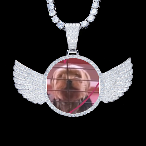 925S & VVS Moissanite 3D Wing Custom Picture Pendant