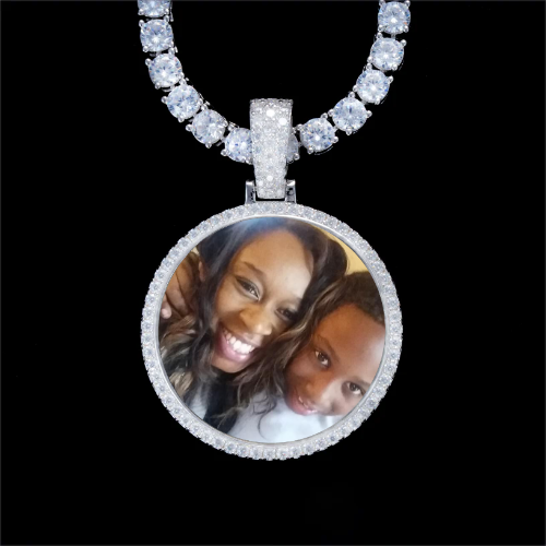 925S & VVS Moissanite 3D Circle Custom Picture Pendant