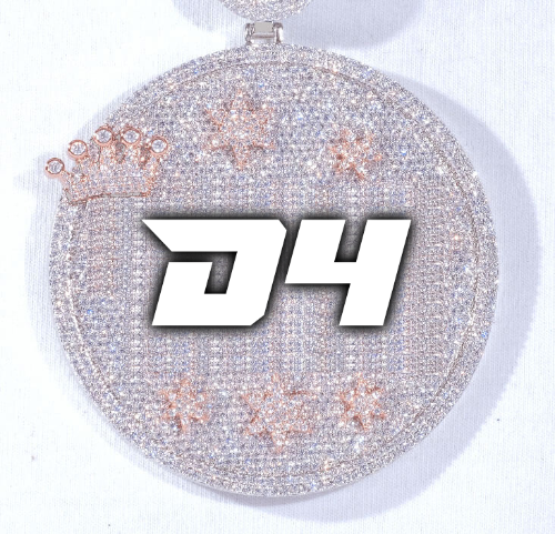 CUSTOM LETTER NECKLACE 3D BIG CROWN DISC